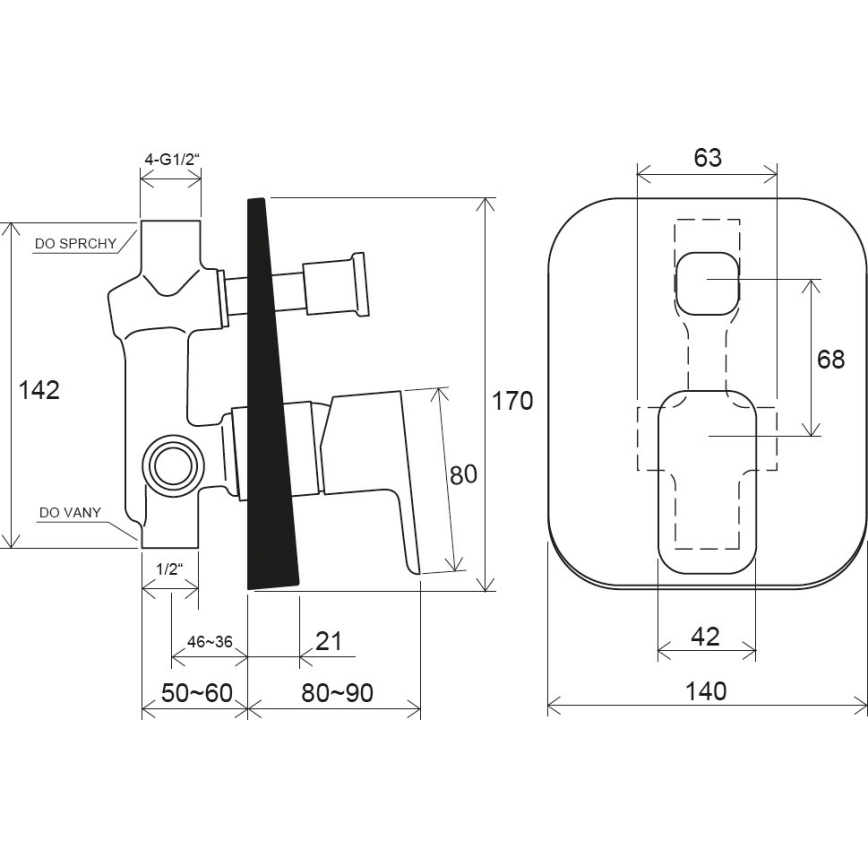Ravak X070134 - FREE-suihkuhana uppoasennukseen, kiiltävä kromi