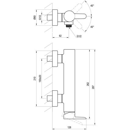 Ravak X070145 - Suihkuhana PURI, kiiltävä kromi