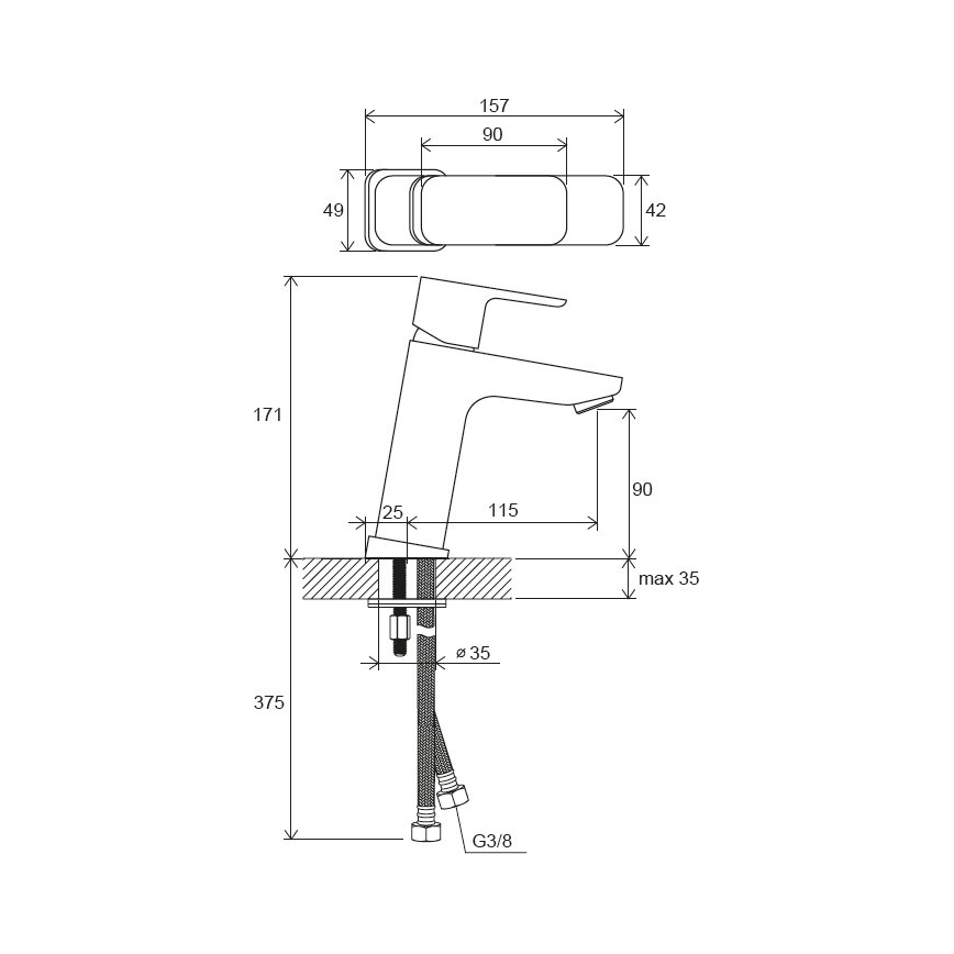 Ravak X070150 - Allashana FREE 17,2 cm musta