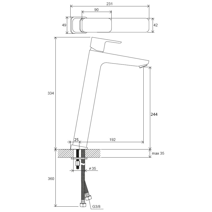 Ravak X070151 - Lavuaarihana FREE 33,4 cm musta