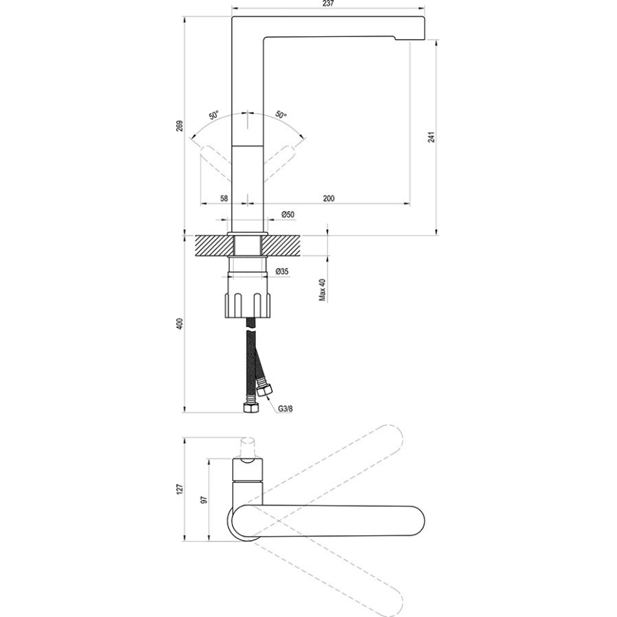 Ravak X070183 - PURI pesuallosekoitin 26,9 cm musta