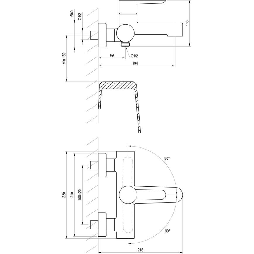 Ravak X070185 - Puri ammehana, musta