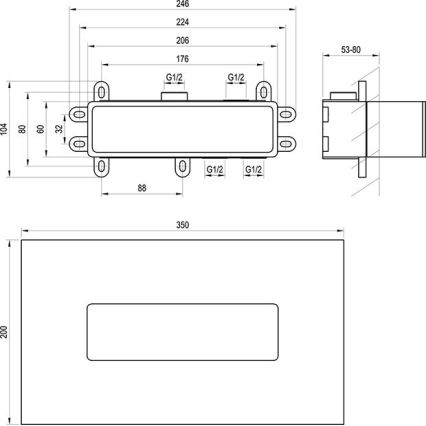 Ravak X070233 - Asennusrunko uppoasennettaville hanoille R-BOX 10,4x24,6 cm