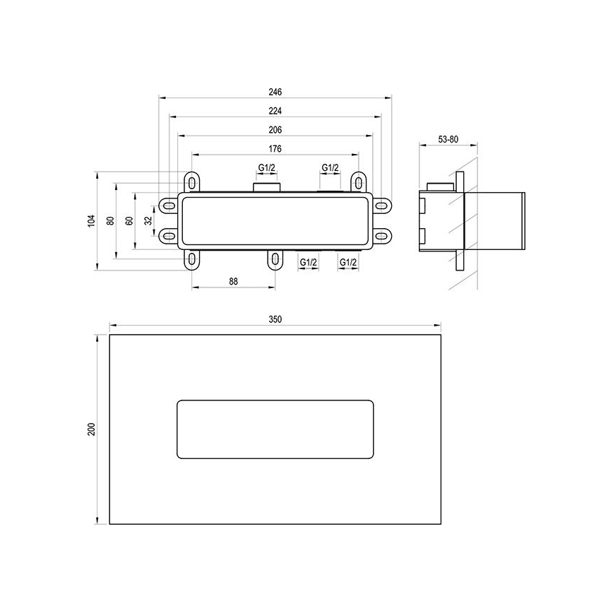 Ravak X070233 - Asennusrunko uppoasennettaville hanoille R-BOX 10,4x24,6 cm