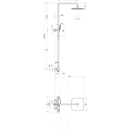 Ravak X070442 - FLAT-termostaattinen suihkusarja, kiiltävä kromi
