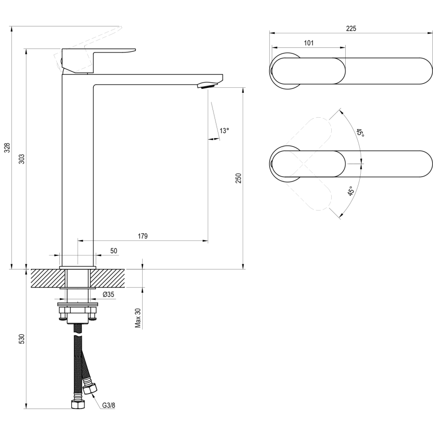 Ravak X070447 - Pesuallashana CHROME 30,3 cm kiiltävä kromi