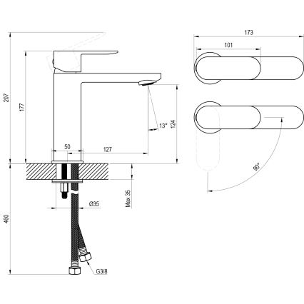 Ravak X070448 - Lavuaarihana CHROME 17,7 cm, kiiltävä kromipinta