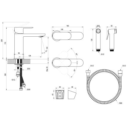 Ravak X070450 - Pesuallashana bideesuihkulla, kiiltävä kromi