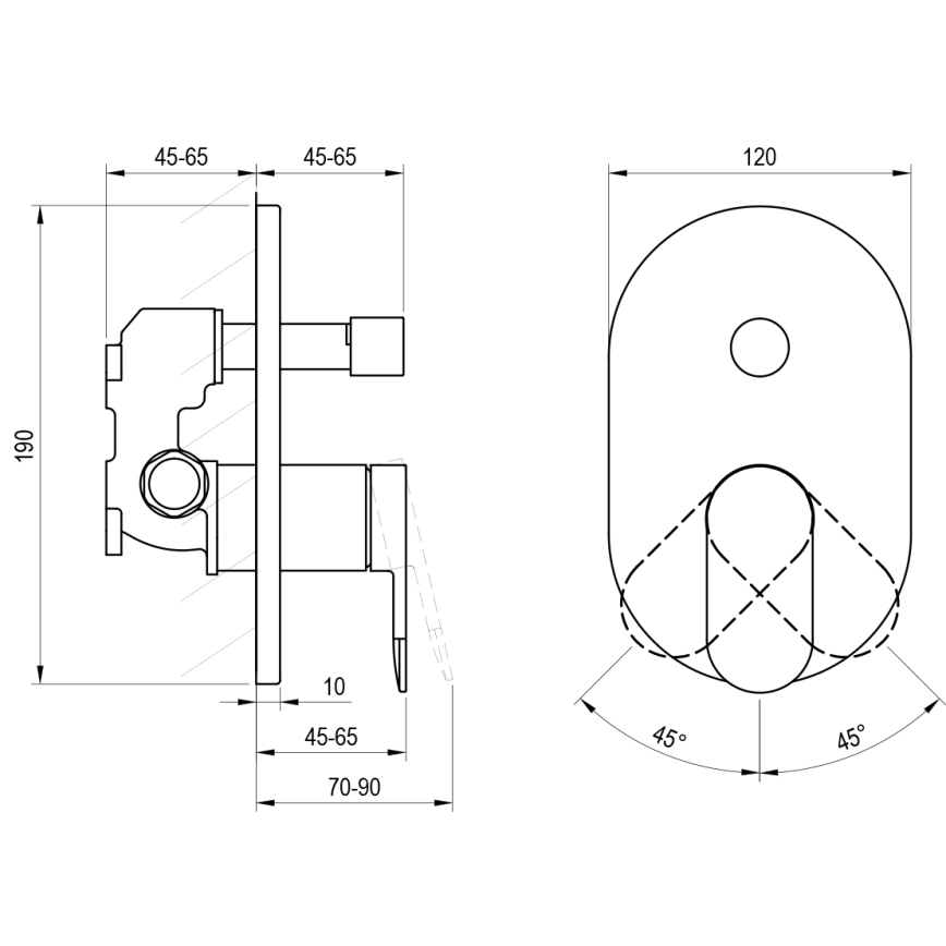 Ravak X070454 - piilotettava suihkusekoitin CHROME, kiiltävä kromi