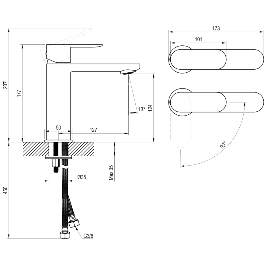 Ravak X070460 - Pesuallashana CHROME 17,7 cm musta