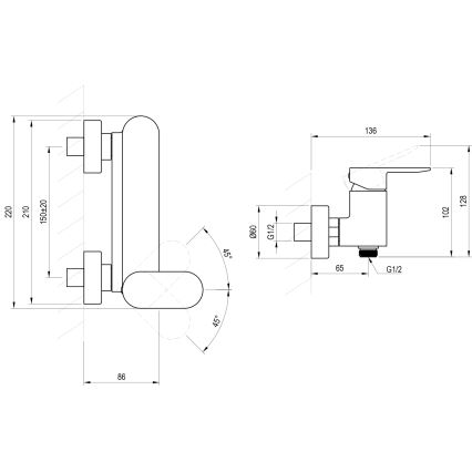Ravak X070464 - Suihkuhana CHROME musta