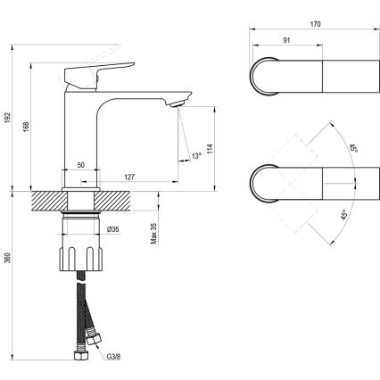 Ravak X070652 - Pesuallashana PLAN 16,8 cm harjattu grafiitti