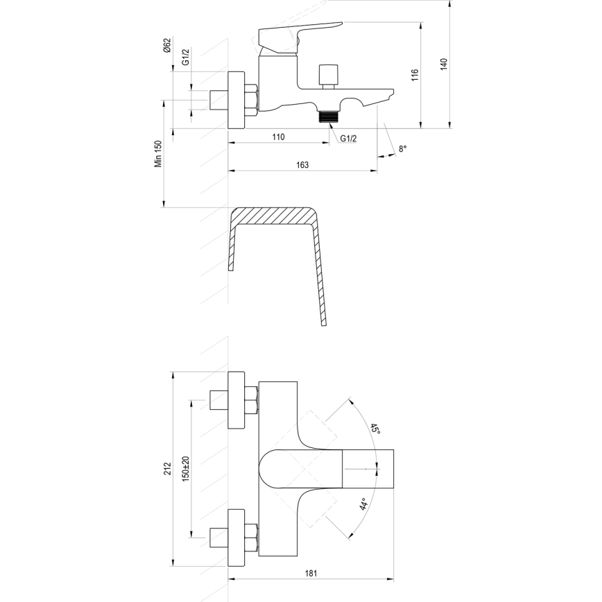 Ravak X070654 - PLAN-ammehana, harjattu grafiitti