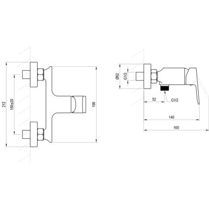 Ravak X070655 - PLAN-suihkuhana, harjattu grafiitti