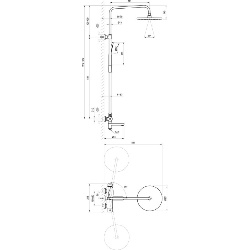 Ravak X07P642 - Suihkusetti sekoittajalla, kiiltävä kromi