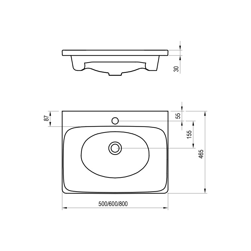Ravak XJX01250000 - Sisäänrakennettava pesuallas BALANCE 50 x 46,5 cm keraaminen/valkoinen