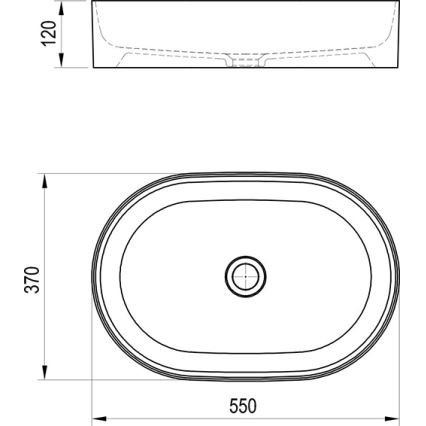 Ravak XJX0D155000 - Tasolle asennettava pesuallas CERAMIC SLIM 55x37 cm keramiikka/musta