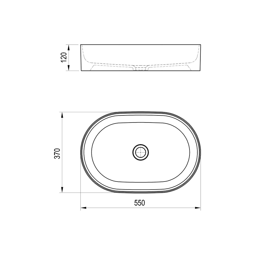Ravak XJX0D155000 - Tasolle asennettava pesuallas CERAMIC SLIM 55x37 cm keramiikka/musta