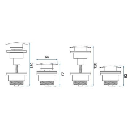 REA-A2360 - Pesualtaan CLICK-CLACK-tyhjennin halkaisija 6,4 cm, kullanvärinen