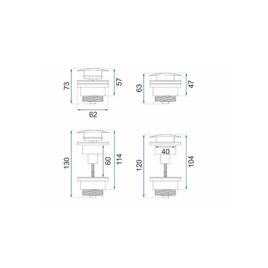 REA-A4100 - Pesualtaan CLICK-CLACK-viemäri, halkaisija 6,4 cm, kiiltävä musta