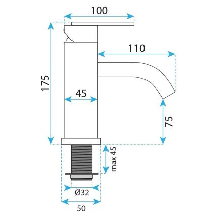 REA-B0970 - Pesuallashana ONTARIO 17,5 cm harjattu kupari