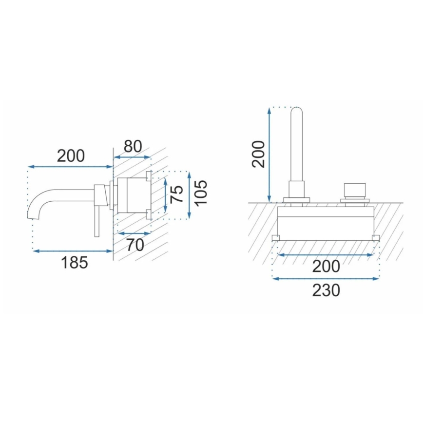 REA-B4109 - LUNGO pesuallashana piilotettuun asennukseen, harjattu kulta