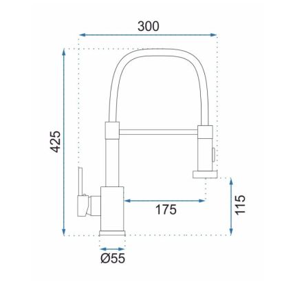 REA-B4821 - Keittiöhana vedettävällä suihkupäällä COLIN 42,5 cm harjattu kullanvärinen