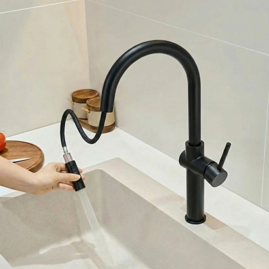 REA-B7200 - Keittiöhana ulosvedettävällä suihkupäällä FRESH 45 cm musta