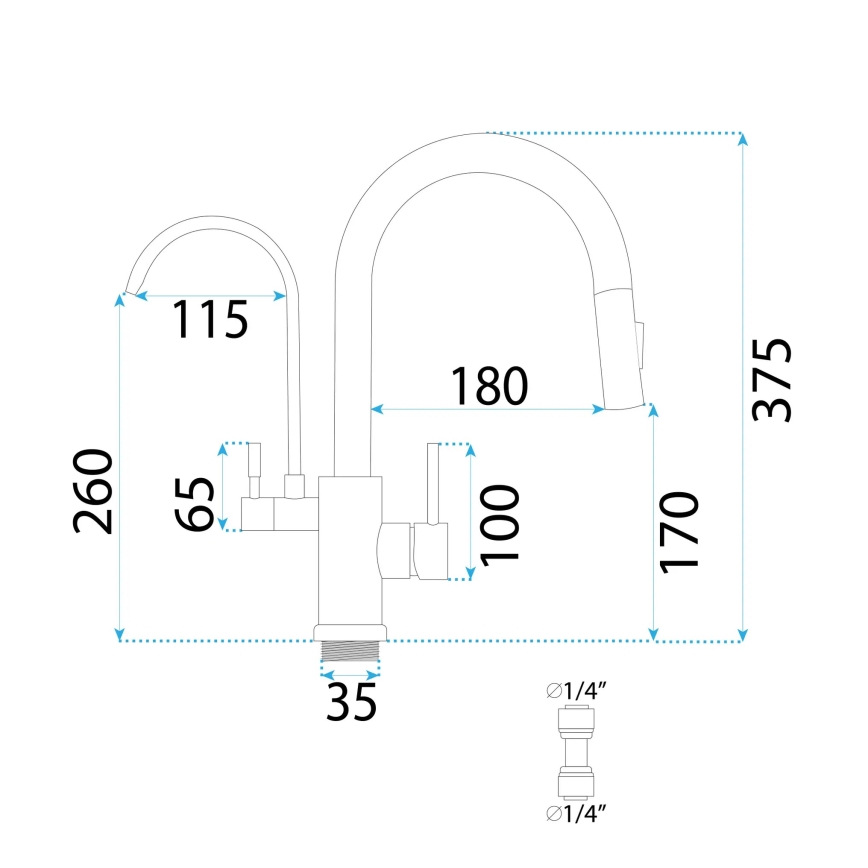 REA-B7564 - Keittiöhana vedettävällä suihkupäällä ja suodatuksella ECO FRESH 37,5 cm nikkeli