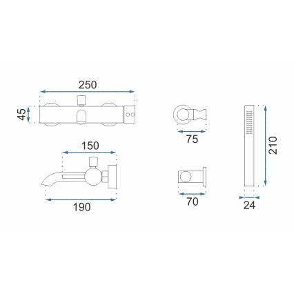 REA-B8010 - LUNGO-kylpyhanasarja, harjattu kulta