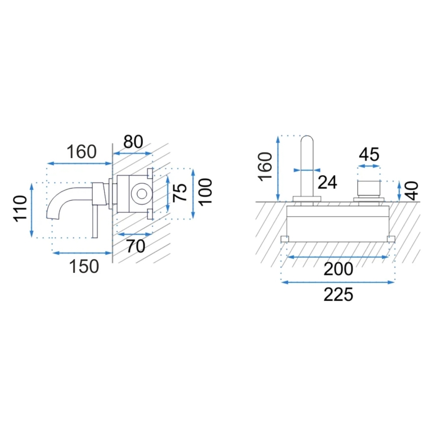 REA-B8652 - LUNGO sisäänrakennettava pesuallashana, harjattu kulta