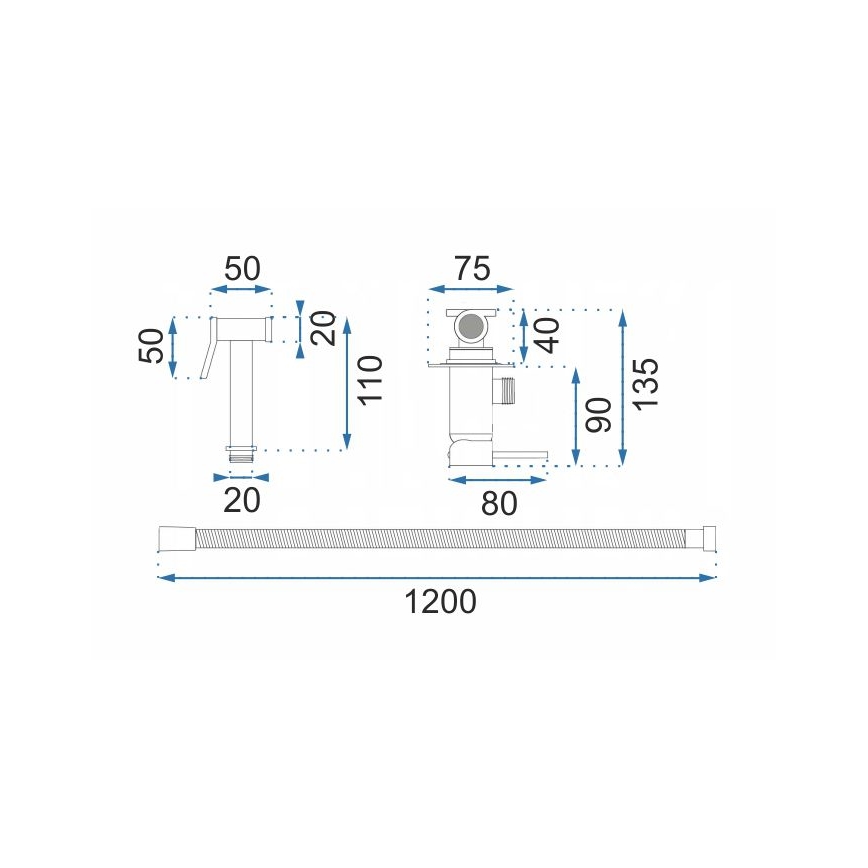 REA-B8979 - LUNGO bidet-sekoitin käsisuihkulla piilotettavaa asennusta varten, kultainen