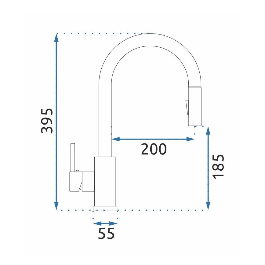 REA-B9146 - FRESH keittiöhana vedettävällä suihkupäällä, 39,5 cm, niklattu