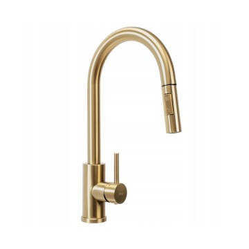 REA-B9842 - Kosketustoiminen keittiöhana ulosvedettävällä suihkupäällä FRESH TOUCH 37 cm 4xAA harjattu kulta
