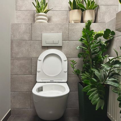 REA-C1259 - Seinään kiinnitettävä WC-istuin istuinkannella CARLO MINI TORNADO RIMLESS, keraaminen/kiiltävän valkoinen