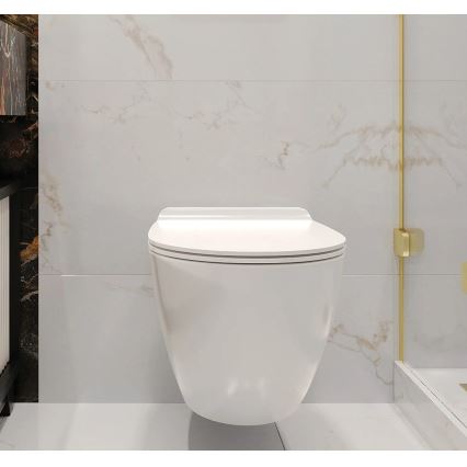 REA-C1400 - seinään asennettava WC-istuin istuinkannella CARTER RIMLESS keramiikka/valkoinen