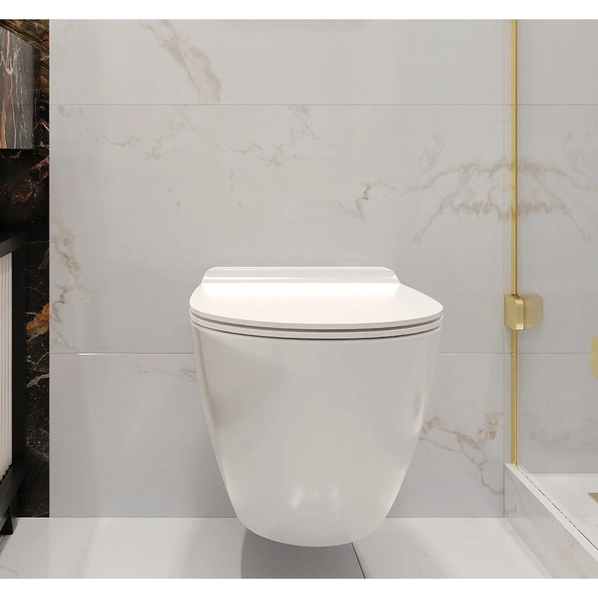 REA-C1400 - seinään asennettava WC-istuin istuinkannella CARTER RIMLESS keramiikka/valkoinen