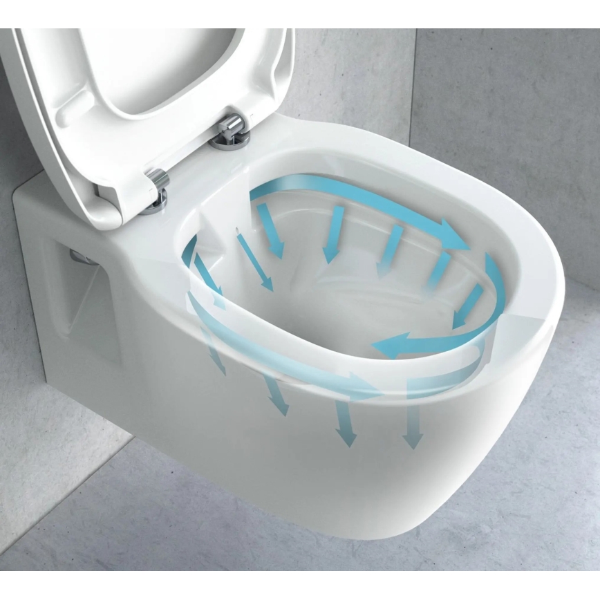 REA-C1400 - seinään asennettava WC-istuin istuinkannella CARTER RIMLESS keramiikka/valkoinen