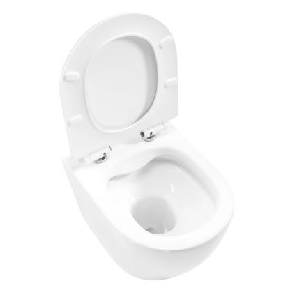 REA-C1400 - seinään asennettava WC-istuin istuinkannella CARTER RIMLESS keramiikka/valkoinen
