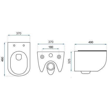 REA-C1400 - seinään asennettava WC-istuin istuinkannella CARTER RIMLESS keramiikka/valkoinen