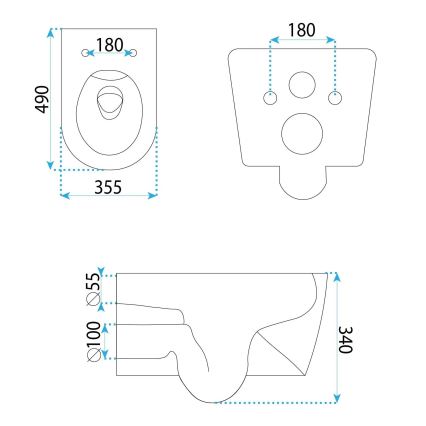 REA-C1652 - Seinään asennettava WC-istuin istuinkannella GUSTAVO RIMLESS keramiikka/valkoinen