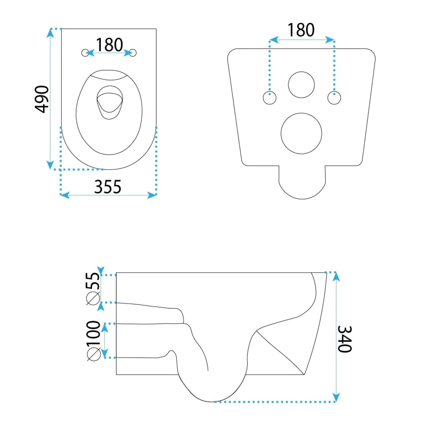 REA-C1652 - Seinään asennettava WC-istuin istuinkannella GUSTAVO RIMLESS keramiikka/valkoinen