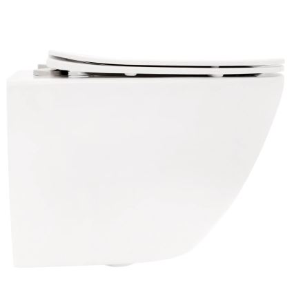 REA-C2760 - Seinään asennettava WC-istuin istuinkannella CARLO FLAT MINI RIMLESS keramiikka/kiiltävä valkoinen