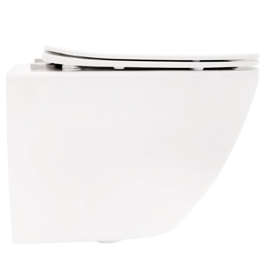 REA-C2760 - Seinään asennettava WC-istuin istuinkannella CARLO FLAT MINI RIMLESS keramiikka/kiiltävä valkoinen