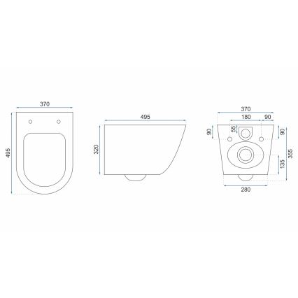 REA-C2760 - Seinään asennettava WC-istuin istuinkannella CARLO FLAT MINI RIMLESS keramiikka/kiiltävä valkoinen