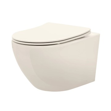REA-C5500 - Seinään kiinnitettävä WC-istuin istuinkannella CARLO MINI TORNADO RIMLESS keramiikka/kerma