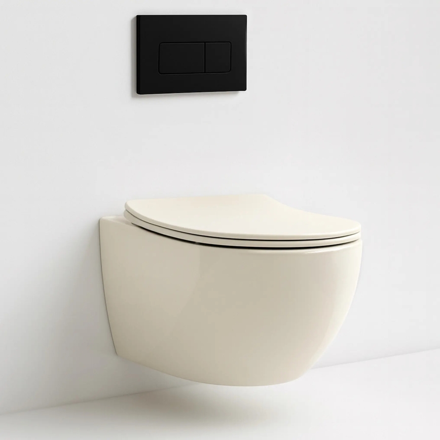 REA-C5500 - Seinään kiinnitettävä WC-istuin istuinkannella CARLO MINI TORNADO RIMLESS keramiikka/kerma