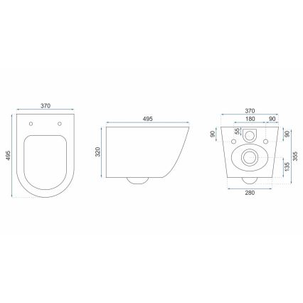 REA-C5500 - Seinään kiinnitettävä WC-istuin istuinkannella CARLO MINI TORNADO RIMLESS keramiikka/kerma