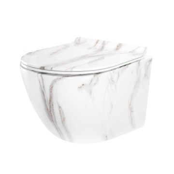 REA-C6390 - CARTER TORNADO RIMLESS seinään asennettava WC-istuin istuinkannella, keramiikka/kivenjäljitelmä