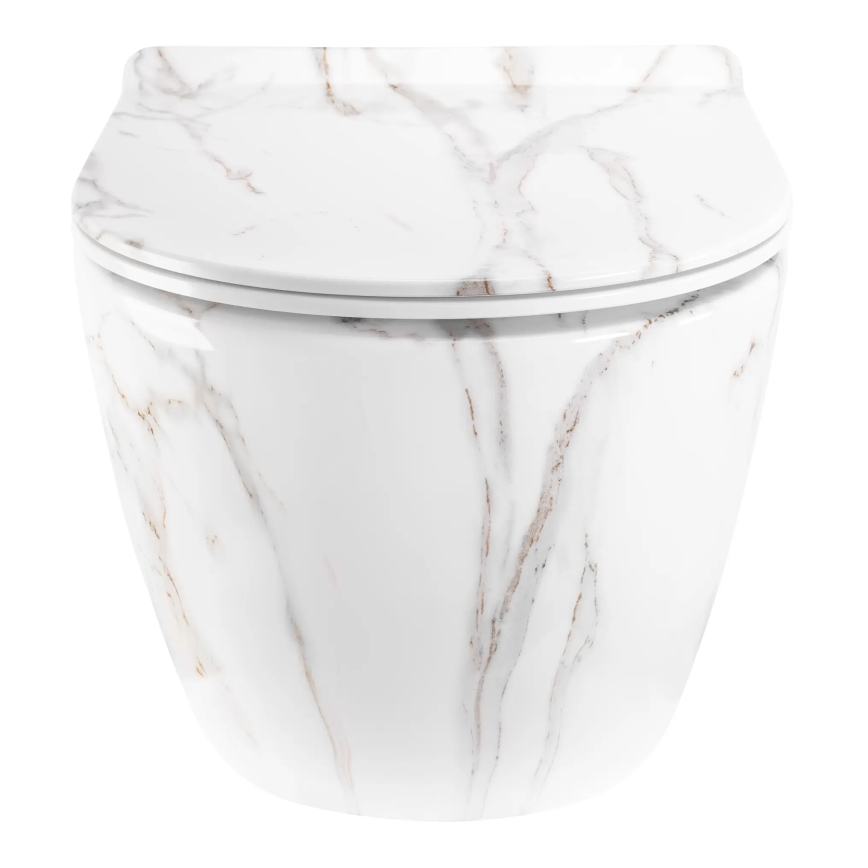 REA-C6390 - CARTER TORNADO RIMLESS seinään asennettava WC-istuin istuinkannella, keramiikka/kivenjäljitelmä